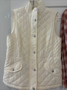 Talbots Quilted Cream Sleeveless Vest